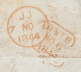 144749 1844 MAIL USED IN LONDON 1d (SG8) LONDON INLAND OFFICE CANCELLATION, REDIRECTED TO SUFFOLK SECOND 1d (SG8) WITH LONDON DISTRICT OFFICE CANCELLATION.