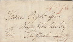 144750 1840 MOURNING WRAPPER BANGOR, WALES TO SHIFFNAL WITH BANGOR 'Pd 1d' UNIFORM PENNY POST HANDSTAMP (W226).