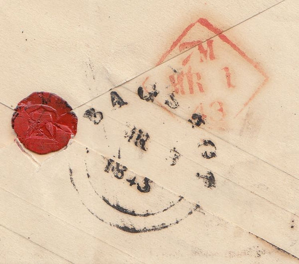 144759 1843 PENNY PINK DUBLIN TO BAGSHOT DUBLIN DISTINCTIVE MALTESE CROSS.
