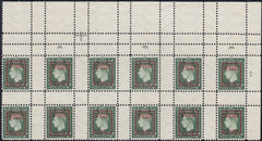 144762 1944 ½d GERMAN PROPAGANDA FORGERY UNUSED BLOCK OF TWELVE WITH 'LIQUIDATION OF EMPIRE' OVERPRINTS -GRENADA x 2, BOUGAINVILLE x 2, RABAUL x 2, RANGOON x 2, ST. VINCENT x 2 AND BORNEO x 2' IN RED.