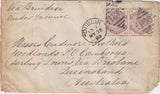 144768 1885 MAIL DUBLIN TO QUEENSLAND, AUSTRALIA 3d LILAC (SG191) x 2.