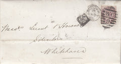 144774 1885 MAIL LONDON TO WHITEHAVEN, 1½d LILAC (SG188) 'G and C' PERFIN AND RAILWAY HANDSTAMPS.