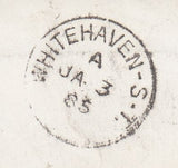 144774 1885 MAIL LONDON TO WHITEHAVEN, 1½d LILAC (SG188) 'G and C' PERFIN AND RAILWAY HANDSTAMPS.