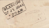 144776 1841 MAIL WHITBURN, WEST LOTHIAN TO GLASGOW 1d RED PL.1b (SG7)(OC) VERY FINE USED.