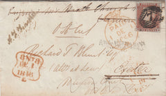 144781  1846 'OHMS' MAIL USED IN LONDON POSTAGE PAID IN CASH, REDIRECTED TO EXETER POST PAID 1d (SG9).