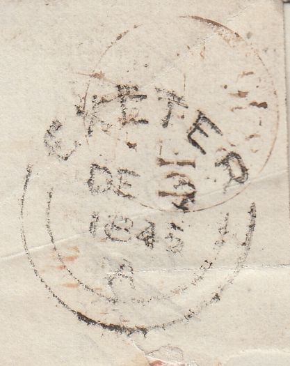 144781  1846 'OHMS' MAIL USED IN LONDON POSTAGE PAID IN CASH, REDIRECTED TO EXETER POST PAID 1d (SG9).