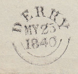 144782 1840 MAIL DERRY TO DUBLIN 'PAID AT DERRY/1d' UNIFORM PENNY POST HANDSTAMP.