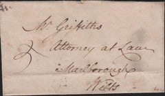 144791 1800 MAIL SALISBURY TO MARLBOROUGH 'SALISBURY' HANDSTAMP (WL619).