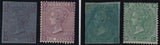 144802 1871 DR. PERKINS IMPERFORATE COLOUR TRIALS ON PAPER CHEMICALLY PREPARED TO PREVENT ACID/DETERGENT REMOVAL OF CANCELLATION, A SUPERB UNUSED 'SET' OF THE FOUR SURFACE PRINTED VALUES 3d, 4d, 6d AND 1s.