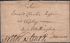 144807 1760-1762 FREE  MAIL DEVIZES, WILTSHIRE TO WELLINGTON IN SOMERSET 'DEVI/ZES' HANDSTAMP (WL217)