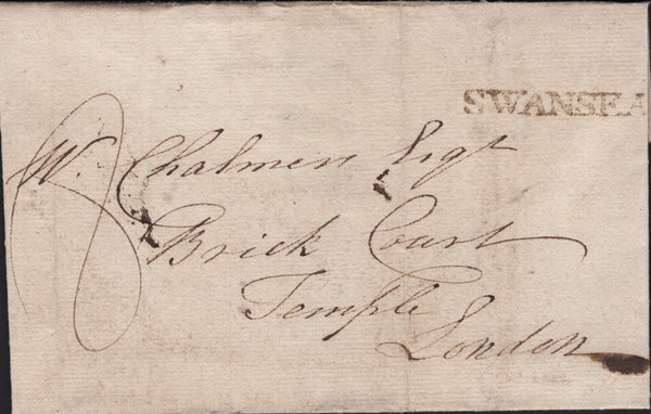 144808 1797 MAIL SWANSEA TO LONDON WITH 'SWANSEA' HANDSTAMP (W2225).