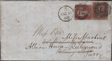 144809 1853 MAIL USED IN LONDON WITH 1d (SG8) '77' LONDON DISTRICT CANCELLATION, REDIRECTED TO RICHMOND, SURREY 1d (SG8) CANCELLED LONDON '72' DUPLEX.