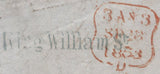 144809 1853 MAIL USED IN LONDON WITH 1d (SG8) '77' LONDON DISTRICT CANCELLATION, REDIRECTED TO RICHMOND, SURREY 1d (SG8) CANCELLED LONDON '72' DUPLEX.