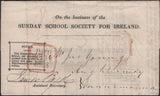144810 1838 'On the business of the/SUNDAY SCHOOL SOCIETY FOR IRELAND'  PRINTED WRAPPER DUBLIN TO AUGHTERMOY, DONEMANA, TURNED AND REUSED TO DUBLIN WITH 'DUNAMANAGH' UDC.