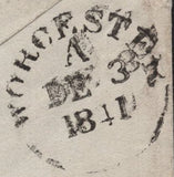 144817 1841 MAIL DUBLIN TO WORCESTERSHIRE 1d RED PLATE TWO (SG7)(QF) FINE USED.