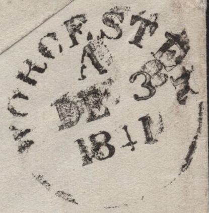 144817 1841 MAIL DUBLIN TO WORCESTERSHIRE 1d RED PLATE TWO (SG7)(QF) FINE USED.