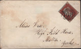 144819 1846 MAIL SHREWSBURY TO MALTON, 1d (SG8) 'MALTON/5' SKELETON DATE STAMP IN BLUE (YK1918).