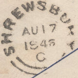 144819 1846 MAIL SHREWSBURY TO MALTON, 1d (SG8) 'MALTON/5' SKELETON DATE STAMP IN BLUE (YK1918).