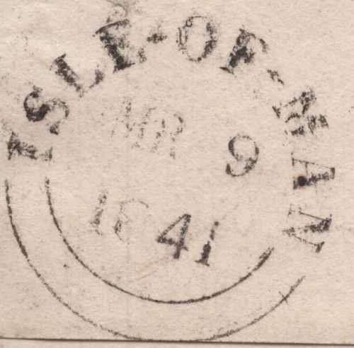 144820 1841 MAIL ISLE OF MAN TO COCKERMOUTH, CUMBERLAND VERY FINE ISLE OF MAN 'P 1' UNIFORM PENNY POST HANDSTAMP TYPE 'E' (IM 66).