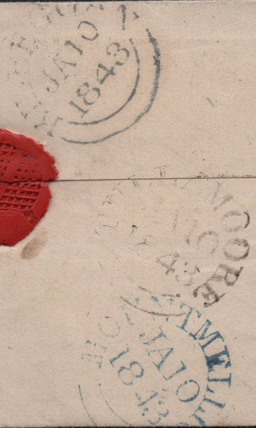 144832  1843 MAIL GALWAY TO MOUNTMELLICK, IRELAND WITH 'PAID AT/GALWAY' HANDSTAMP.