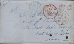 144839 1848 LARGE PART WRAPPER PARSONSTOWN, CO. OFFALY TO LONDON WITH ORNATE 'Pd, 1d.' UNIFORM PENNY POST HANDSTAMP OF PARSONSTOWN.