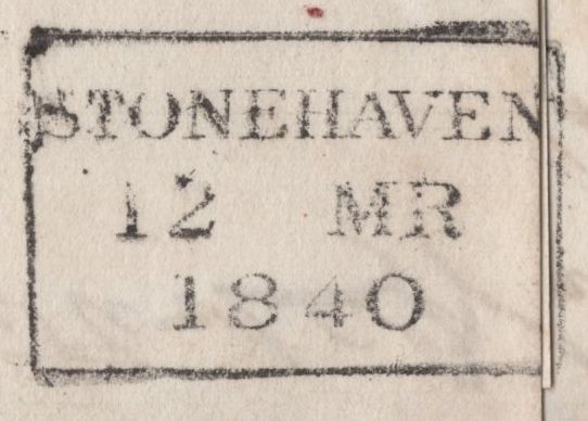 144842 1840 MAIL STONEHAVEN, SCOTLAND TO MONTROSE POSTED UNPAID WITH STONEHAVEN HANDSTAMP '2' CHARGEMARK.