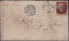 144846 1869 MAIL USED IN LONDON 1d PL.114 (SG43) WITH CIRCULAR MIS-SORTED HANDSTAMP 'M/W/C/A'.