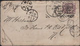 144848 1886 MAIL USED  IN LONDON 1d LILAC (SG172) HOSTER  CANCELLATION WITH VARIOUS DATE STAMPS FROM ATTEMPED DELIVERY INCLUDING CIRCULAR MIS-SORTED HANDSTAMPS 'M/N/D/E' AND 'M/N/D/J'.