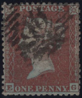 144858 1855 DIE 2 1d PL.7 MATCHED PAIR L.C.16 (SG26) AND L.C.14 (SPEC C6) LETTERED EG.