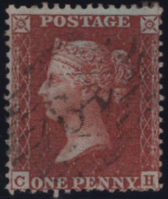 144859 1855 DIE 2 1d PL.7 L.C.14 (SPEC C6)(CH) GOOD USED.