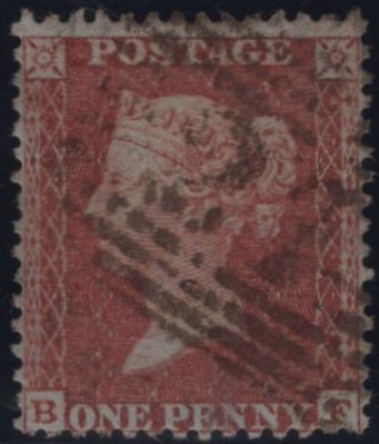 144863 1855 DIE 2 1d PL.7 L.C.14 (SPEC C6)(BF) GOOD USED.