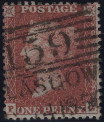 144864  1855 DIE 2 1d PL.7 L.C.14 (SPEC C6)(PG) GOOD USED MADELEINE SMITH CANCELLATION.