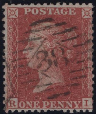 144865 1855 DIE 2 1d PL.7 S.C.14 (SG24)(RI) GOOD USED.