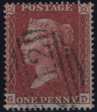 144866 1855 DIE 2 1d PL.7 L.C.16 (SG26)(GD) FINE TO VERY FINE USED.
