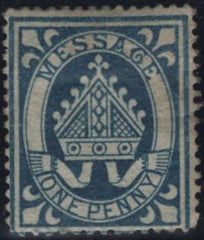 144875 1877 1d DEEP BLUE LINCOLN COLLEGE, OXFORD (CS11) GOOD UNUSED.