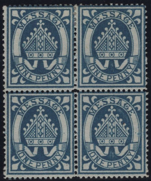 144876 1877 1d DEEP BLUE LINCOLN COLLEGE, OXFORD (CS11) GOOD UNUSED BLOCK OF FOUR.