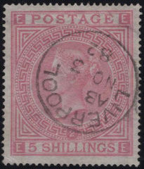 144894 1874 5S PALE ROSE  PLATE TWO (SG127) EXCEPTIONAL USED.