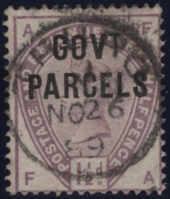 144897 1886 1½d LILAC (SG188) 'GOVT./PARCELS' (SGO61) VERY FINE USED.