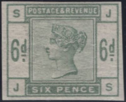 144900 1884 6d DULL GREEN (SG194) IMPERFORATE IMPRIMATUR (JS) VERY FINE.