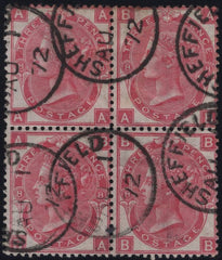 144904 1872 3d ROSE PL.8 (SG103) VERY FINE USED BLOCK OF FOUR.