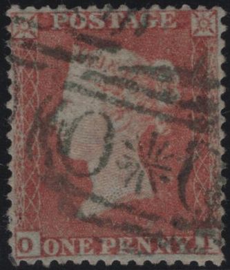 144906 1855 DIE 1 1d PL.196 S.C.14 (SG22) CRIMEAN WAR 'OXO' CANCELLATION, GOOD USED.
