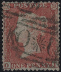 144906 1855 DIE 1 1d PL.196 S.C.14 (SG22) CRIMEAN WAR 'OXO' CANCELLATION, GOOD USED.