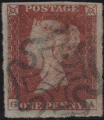 144909 1843 1d PL.40 (SG8)(GA) GOOD USED.
