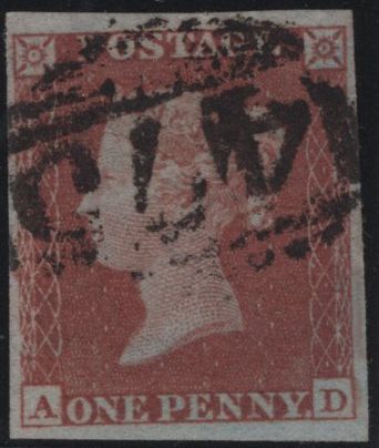 144955 1853-1854 MATCHED PAIR DIE 1 1d pl.162 1d IMPERF (SG8) 1d PERFORATED (SG17) LETTERED AD, MISSING IMPRIMATUR LETTERING.
