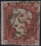 144967 1843 1d PL.38 (SG8) MATCHED PAIR LETTERED AG WITH MALTESE CROSS AND 1844 CANCELLATION.