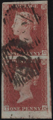 144979 1849 DIE 1 1d PL.98 (SG8) FINE USED VERTICAL PAIR SC TC, SC CONSTANT VARIETY (SPEC BS81f).