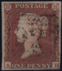144987 1849 DIE 1 1d PL.93 (SG8)(AH), FINE USED MISSING IMPRIMATUR LETTERING.