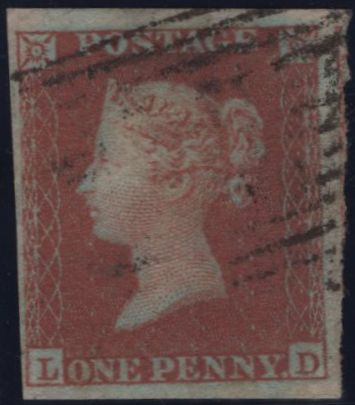 144992 1852 DIE 1 1d PL.148 VERY BLUED PAPER (SG8a)(LD) FINE USED.