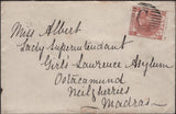 145002 1874 MAIL CONSTANTINOPLE TO MADRAS 10d PALE RED-BROWN (SG113) CANCELLED 'C' OF CONSTANTINOPLE.
