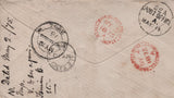 145003 1875 MAIL CONSTANTINOPLE TO MADRAS 10d PALE RED-BROWN (SG113) CANCELLED 'C' OF CONSTANTINOPLE.